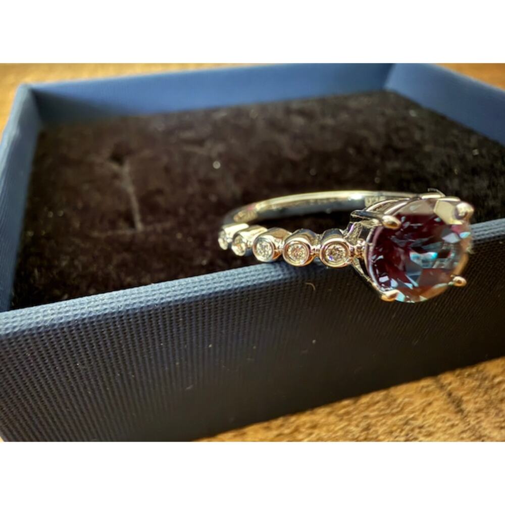 Color Changing Lab Alexandrite & Lab Diamond Sterling Silver 925 Ring Sz 7 - Picture 2 of 12